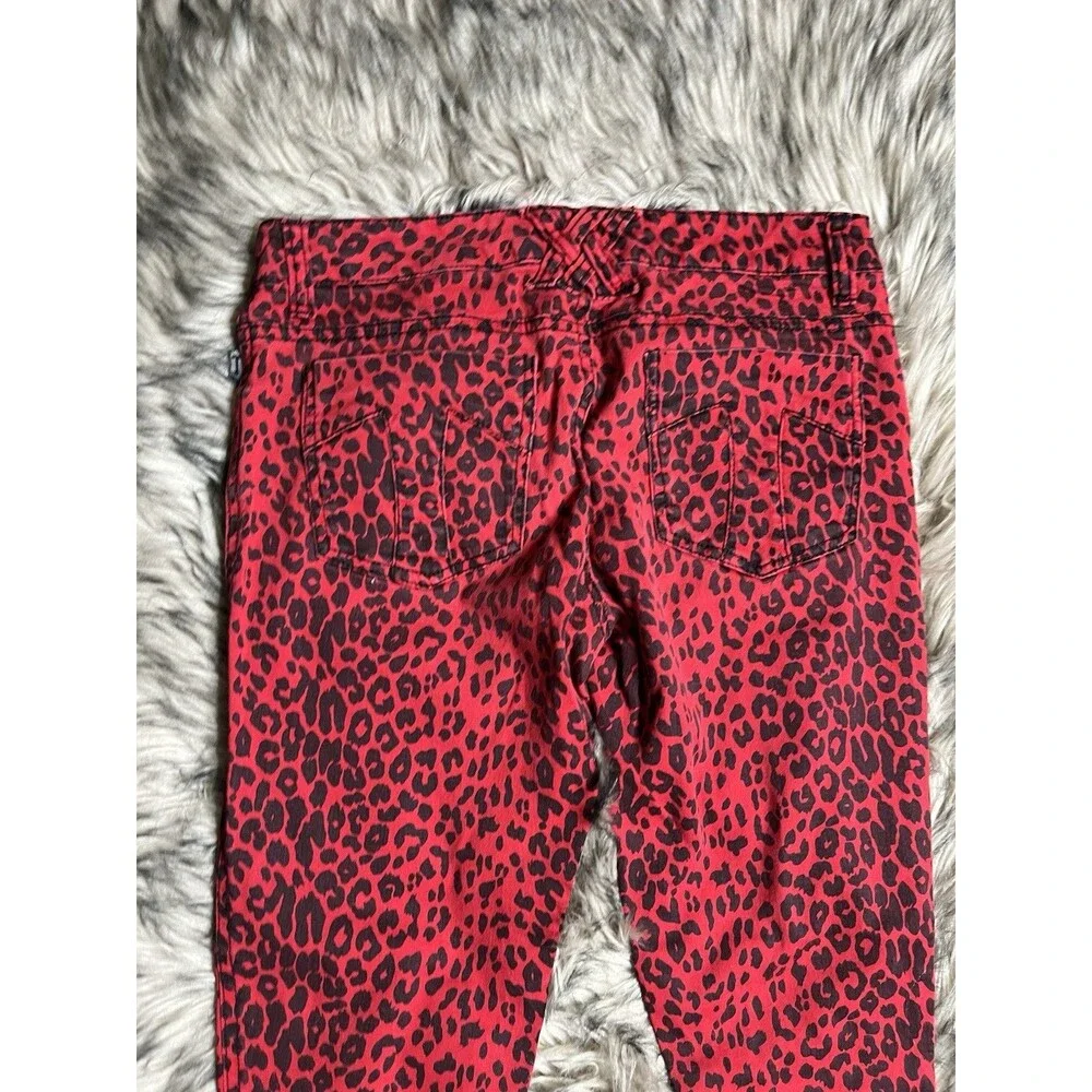 TRIPP NYC Red Leopard Print Skinny Jeans Punk Grunge Style Size 7 Women